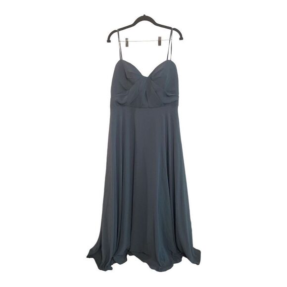New Marchesa notte slate blue chiffon gown sz 18 - Picture 4 of 7